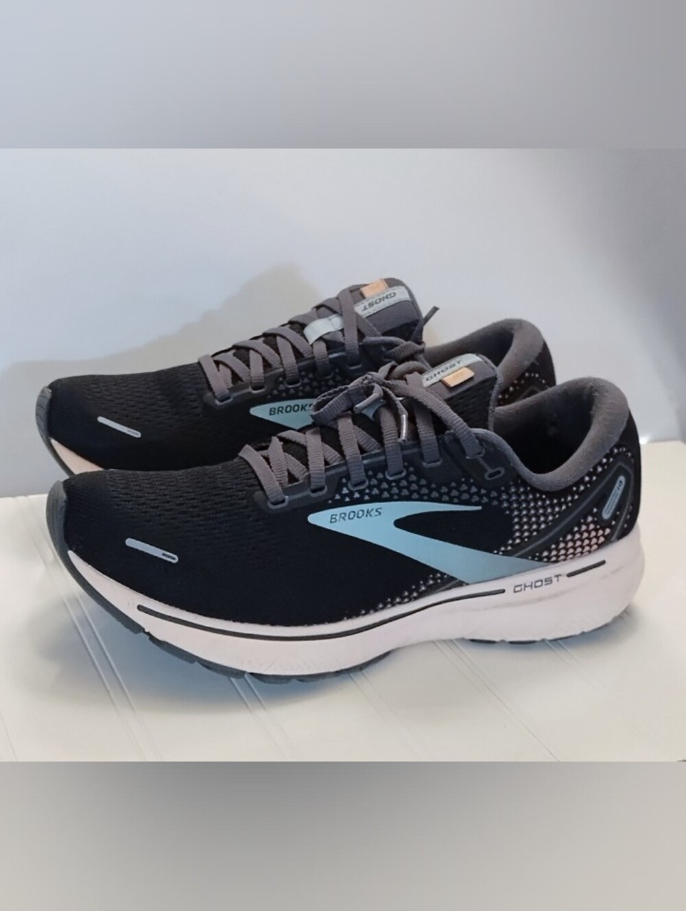 Brooks Ghost 14 Road Running Shoes 1203561B026 Size 10.5 Women's Black/Peach